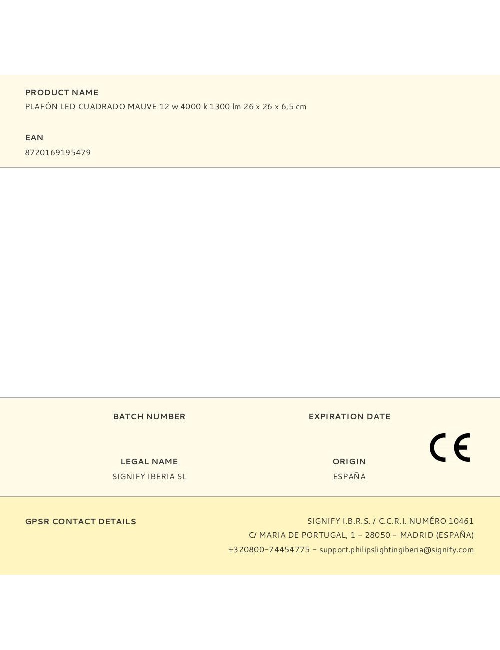 Plafón led cuadrado mauve 12 w 4000 k 1300 lm 26 x 26 x 6,5 cm