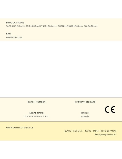Tacos de expansión duoxpand t ø8 x 100 mm + tornillos ø6 x 105 mm, bolsa 10 uds