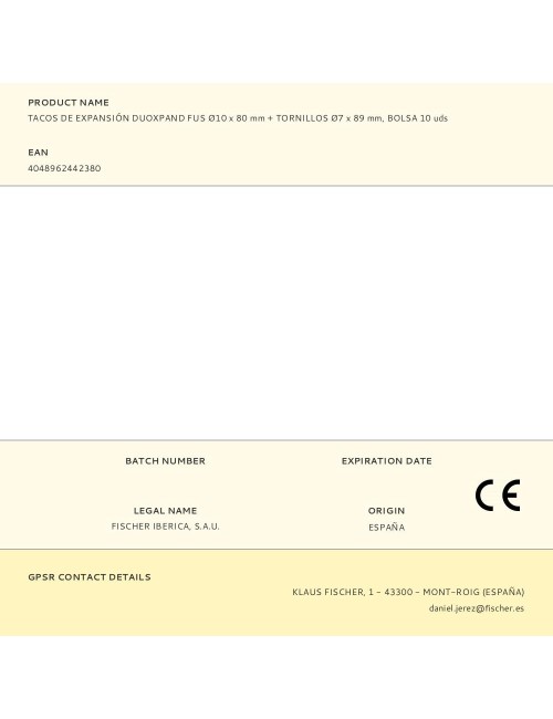 Tacos de expansión duoxpand fus ø10 x 80 mm + tornillos ø7 x 89 mm, bolsa 10 uds