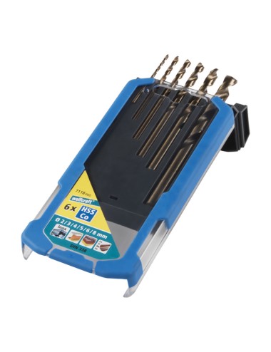 Brocas para metal hss cobalto rectificada, juego 6 piezas, ø2,00 - 8,00 mm