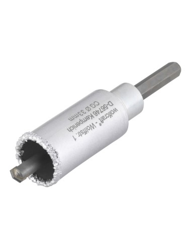 Corona de perforación recubierta de carburo de tungsteno, con adaptador, ø33 x 55 mm