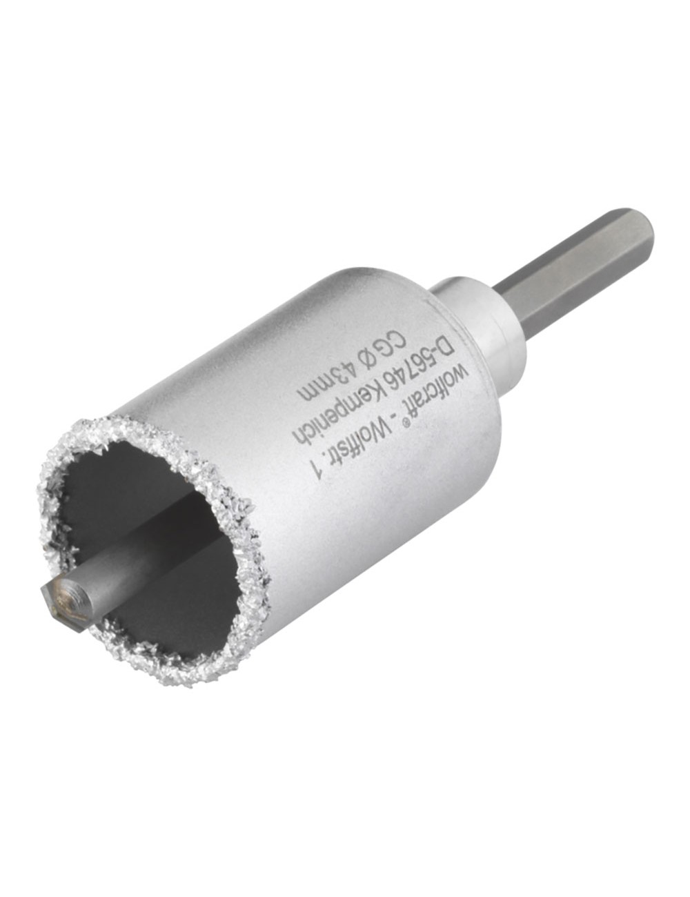 Corona de perforación recubierta de carburo de tungsteno, con adaptador, ø43 x 55 mm