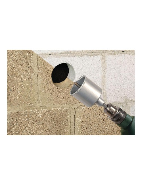 Corona de perforación recubierta de carburo de tungsteno, con adaptador, ø43 x 55 mm