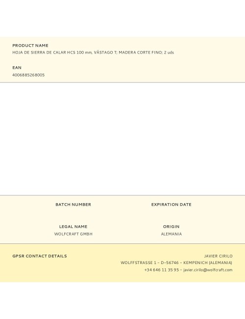 Hoja de sierra de calar hcs 100 mm, vástago t madera corte fino 2 uds