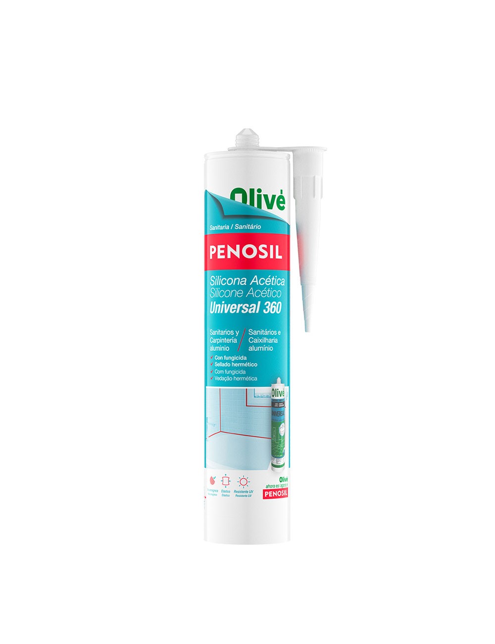 Silicona acética sanitaria universal 360 translúcida 280 ml