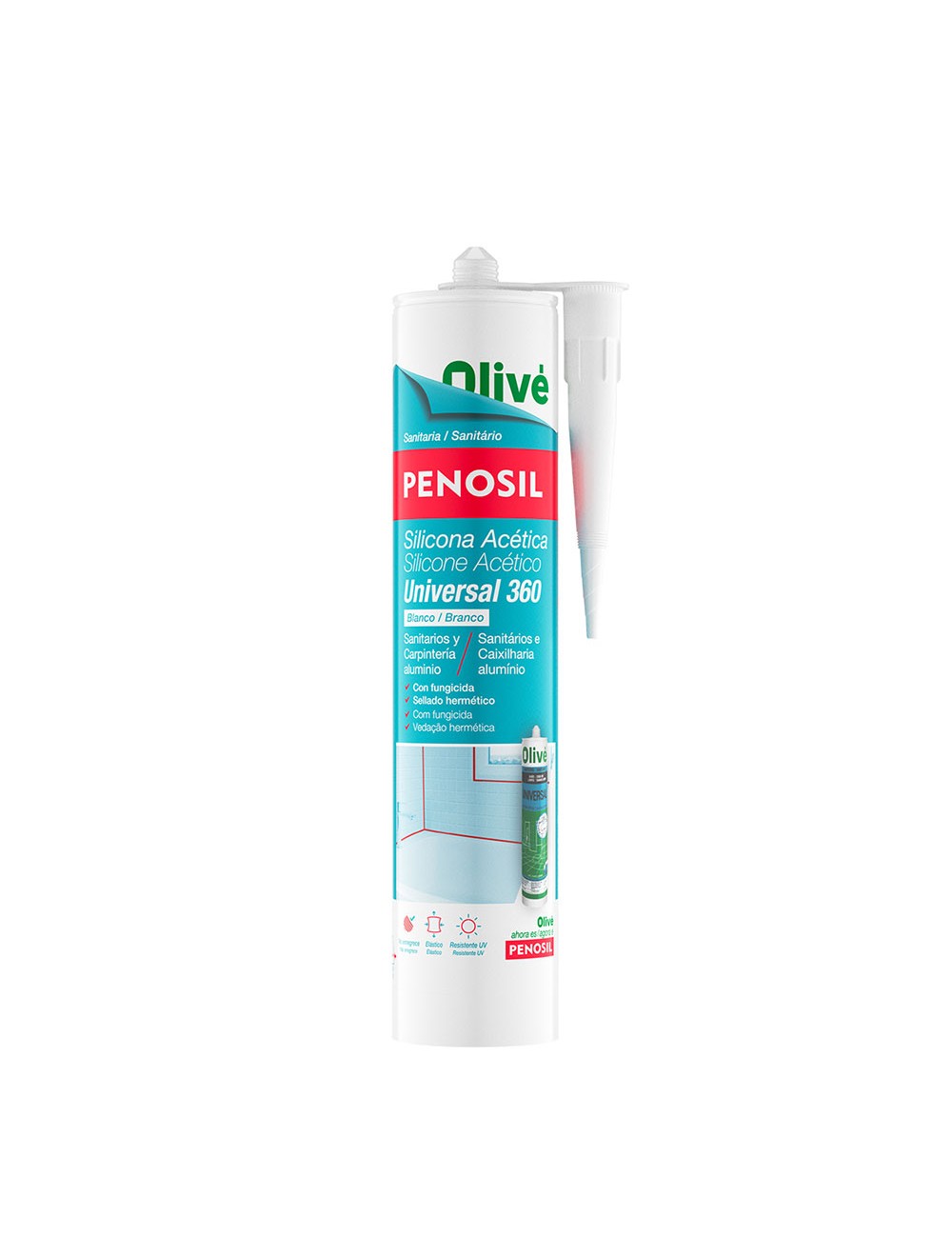 Silicona acética sanitaria universal 360 blanca 280 ml