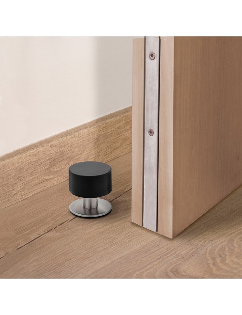 Tope de puerta alto extrafuerte con amortiguador negro