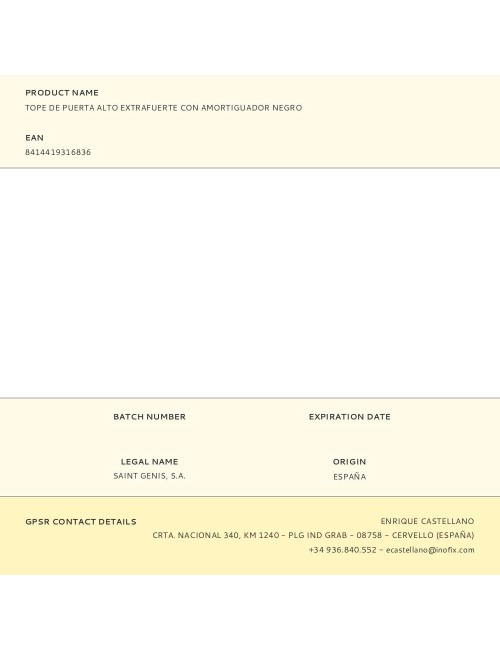 Tope de puerta alto extrafuerte con amortiguador negro