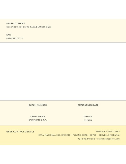 Colgador adhesivo taga blanco, 2 uds