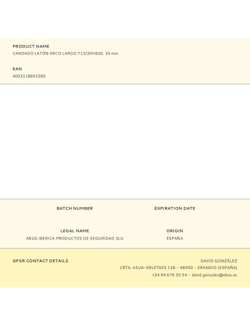 Candado latón arco largo 713/30hb30, 30 mm