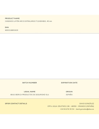 Candado latón arco extralargo 713/40hb63, 40 mm