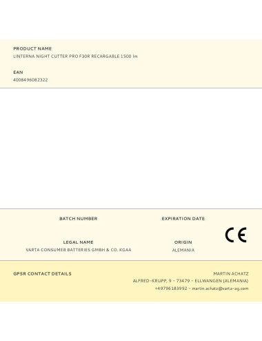 Linterna night cutter pro f30r recargable 1500 im