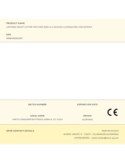 Linterna night cutter pro f40r 2000 im 5 niveles iluminación con bateria