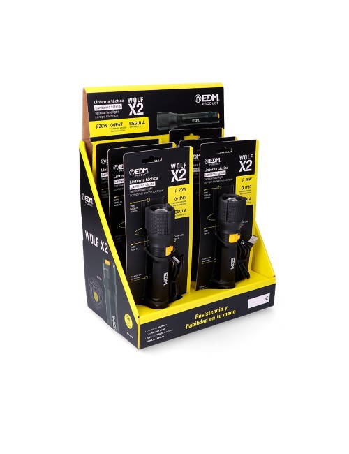 Linterna led táctica wolf x2 recargable 1500 lm / 450 lm ip67 ø4,0 x 17,8 cm