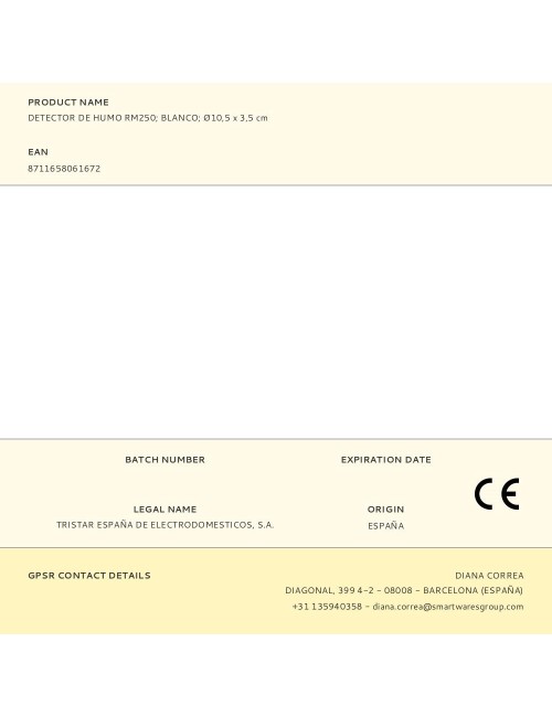 Detector de humo rm250 blanco ø10,5 x 3,5 cm