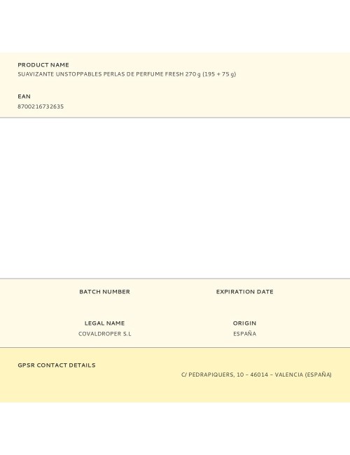 Suavizante unstoppables perlas de perfume fresh 270 g (195 + 75 g)