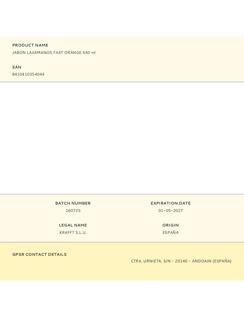 Jabón mecánico lavamanos fast orange 440 ml