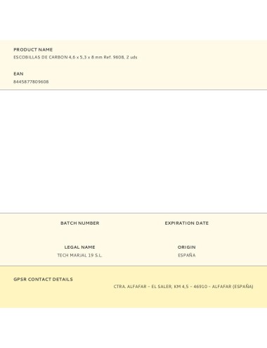 Escobillas de carbon 4,6 x 5,3 x 8 mm ref. 9608, 2 uds