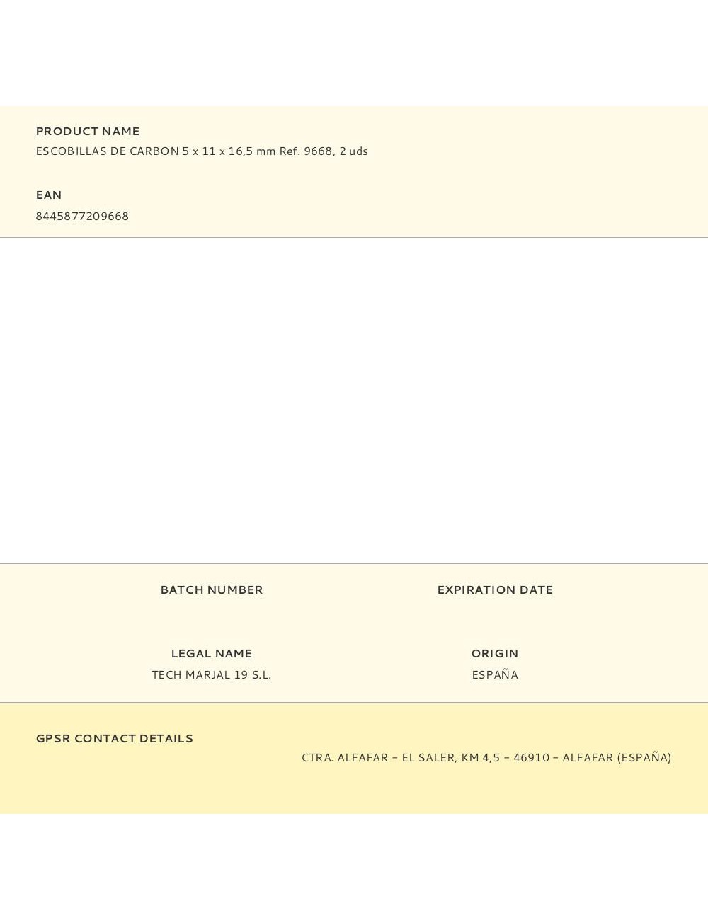 Escobillas de carbon 5 x 11 x 16,5 mm ref. 9668, 2 uds