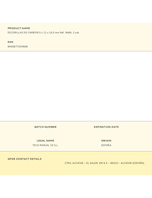 Escobillas de carbon 5 x 11 x 16,5 mm ref. 9668, 2 uds