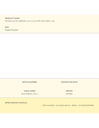 Escobillas de carbon 5 x 8 x 12 mm tipo 2 ref. 9440, 2 uds