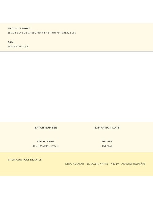 Escobillas de carbon 5 x 8 x 14 mm ref. 9533, 2 uds