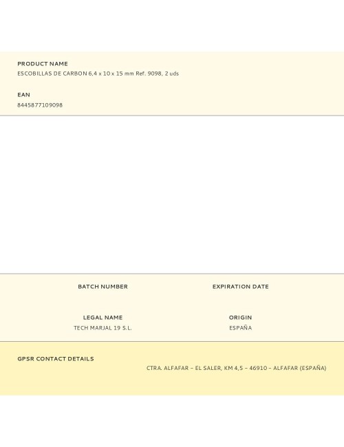 Escobillas de carbon 6,4 x 10 x 15 mm ref. 9098, 2 uds