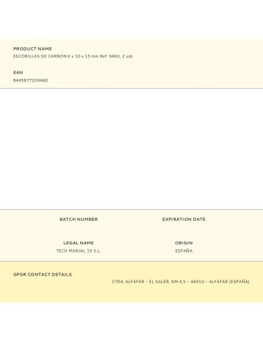 Escobillas de carbon 6 x 10 x 15 mm ref. 9460, 2 uds