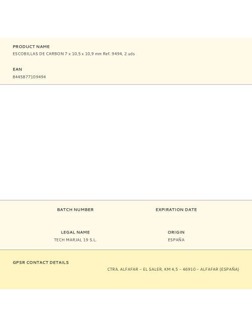 Escobillas de carbon 7 x 10,5 x 10,9 mm ref. 9494, 2 uds