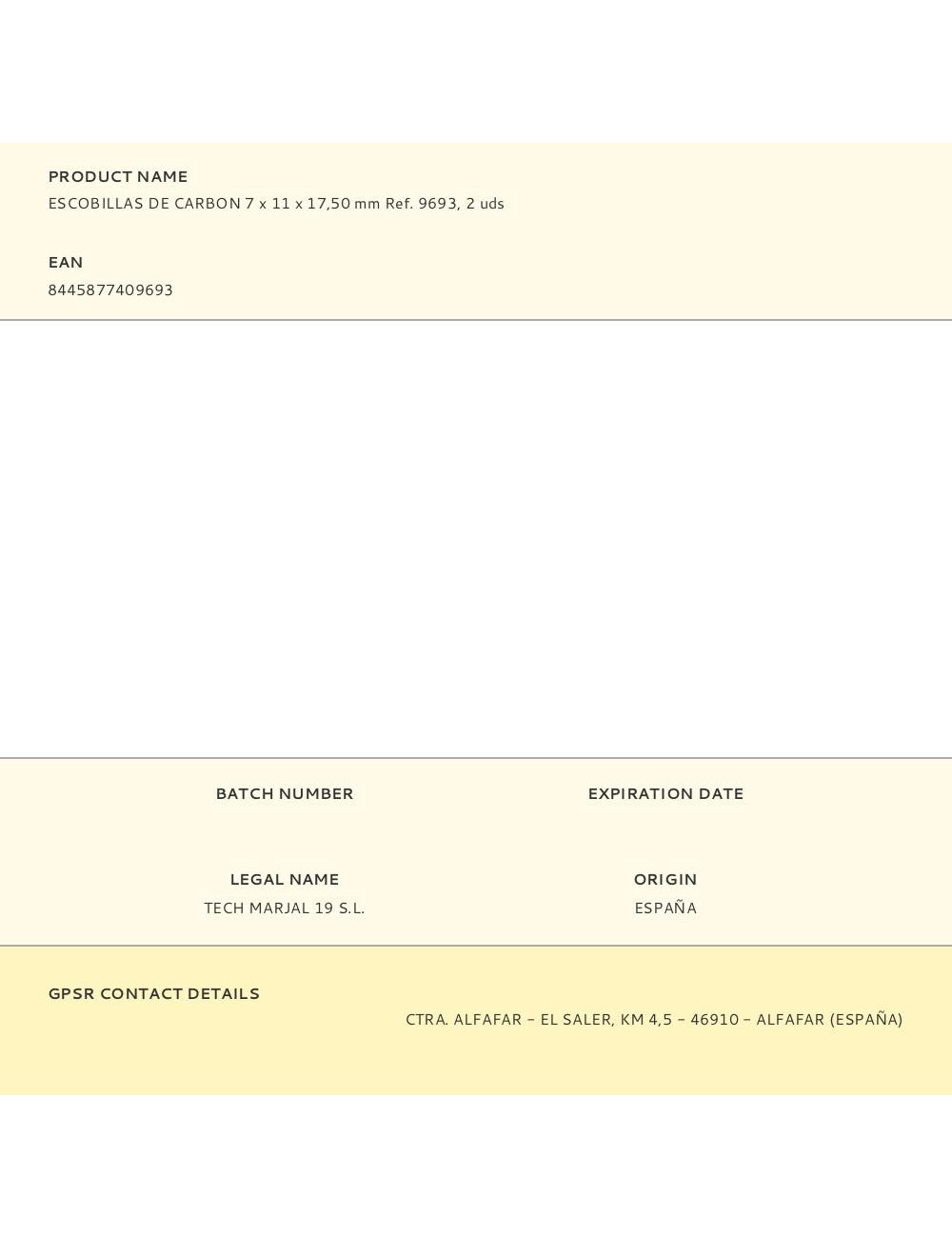 Escobillas de carbon 7 x 11 x 17,50 mm ref. 9693, 2 uds