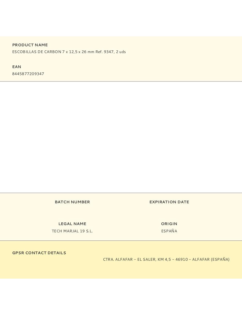 Escobillas de carbon 7 x 12,5 x 26 mm ref. 9347, 2 uds