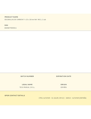 Escobillas de carbon 7 x 15 x 18 mm ref. 9411, 2 uds