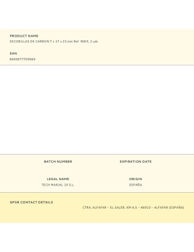 Escobillas de carbon 7 x 17 x 23 mm ref. 9069, 2 uds