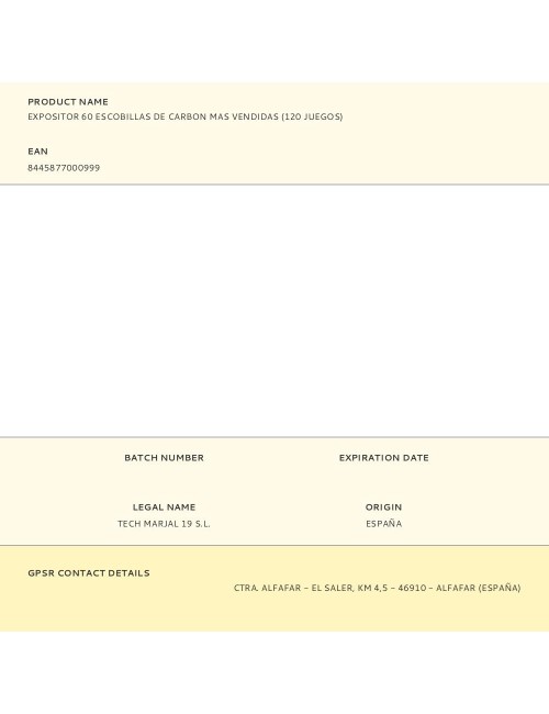 Expositor 60 escobillas de carbon mas vendidas (120 juegos)