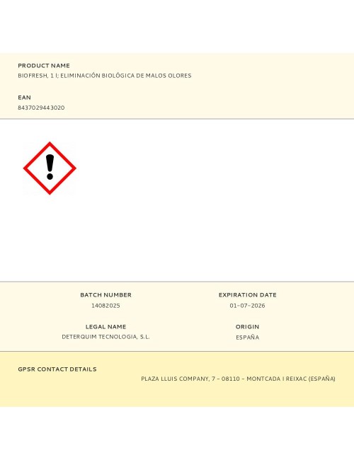 Biofresh, 1 l eliminación biológica de malos olores