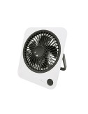 Ventilador de mesa recargable, 1200 mah, blanco y negro
