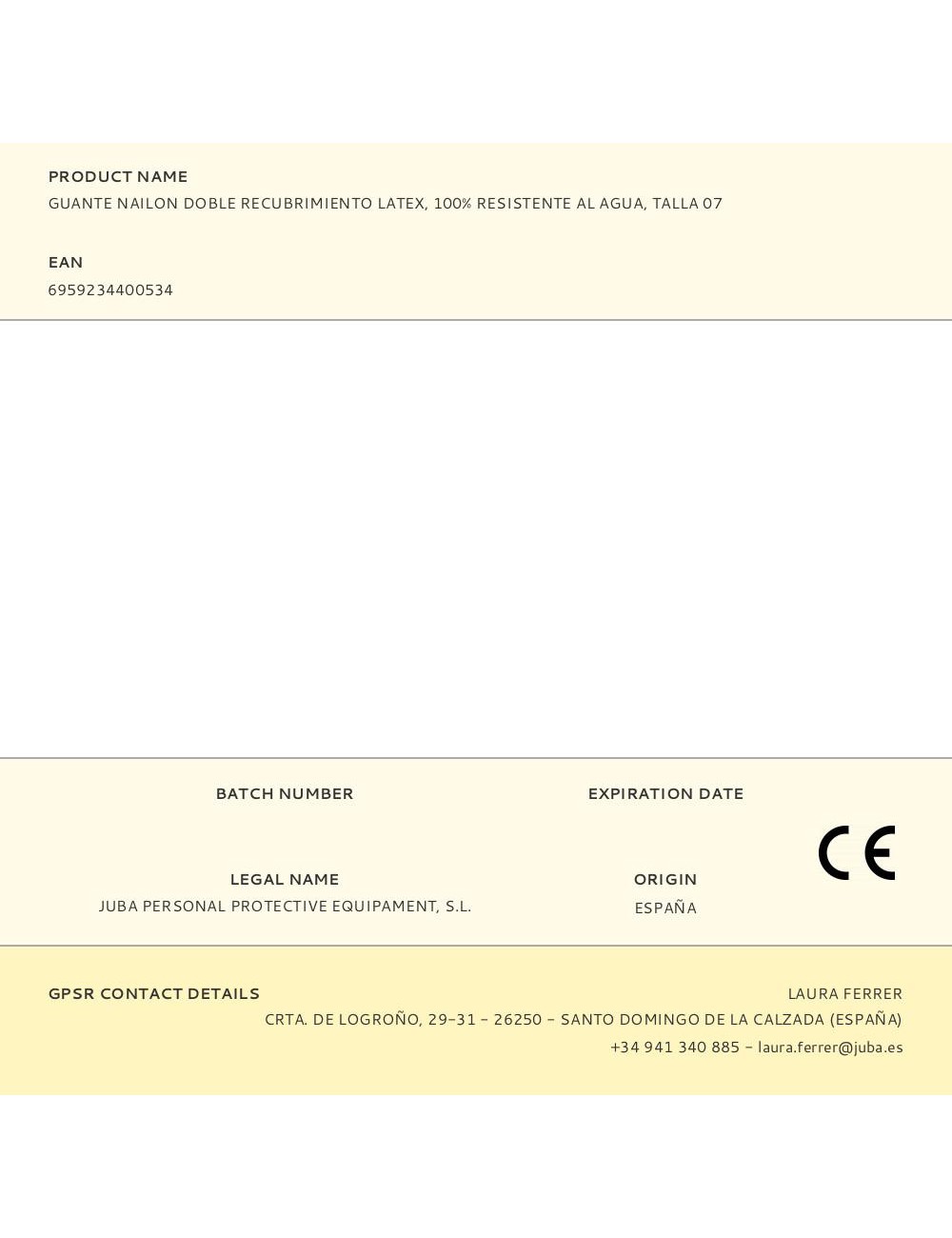 Guante nailon doble recubrimiento latex, 100% resistente al agua, t-07