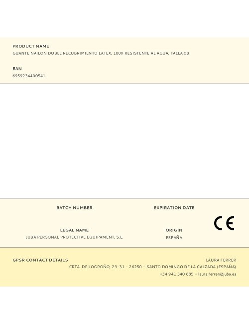 Guante nailon doble recubrimiento latex, 100% resistente al agua, t-08