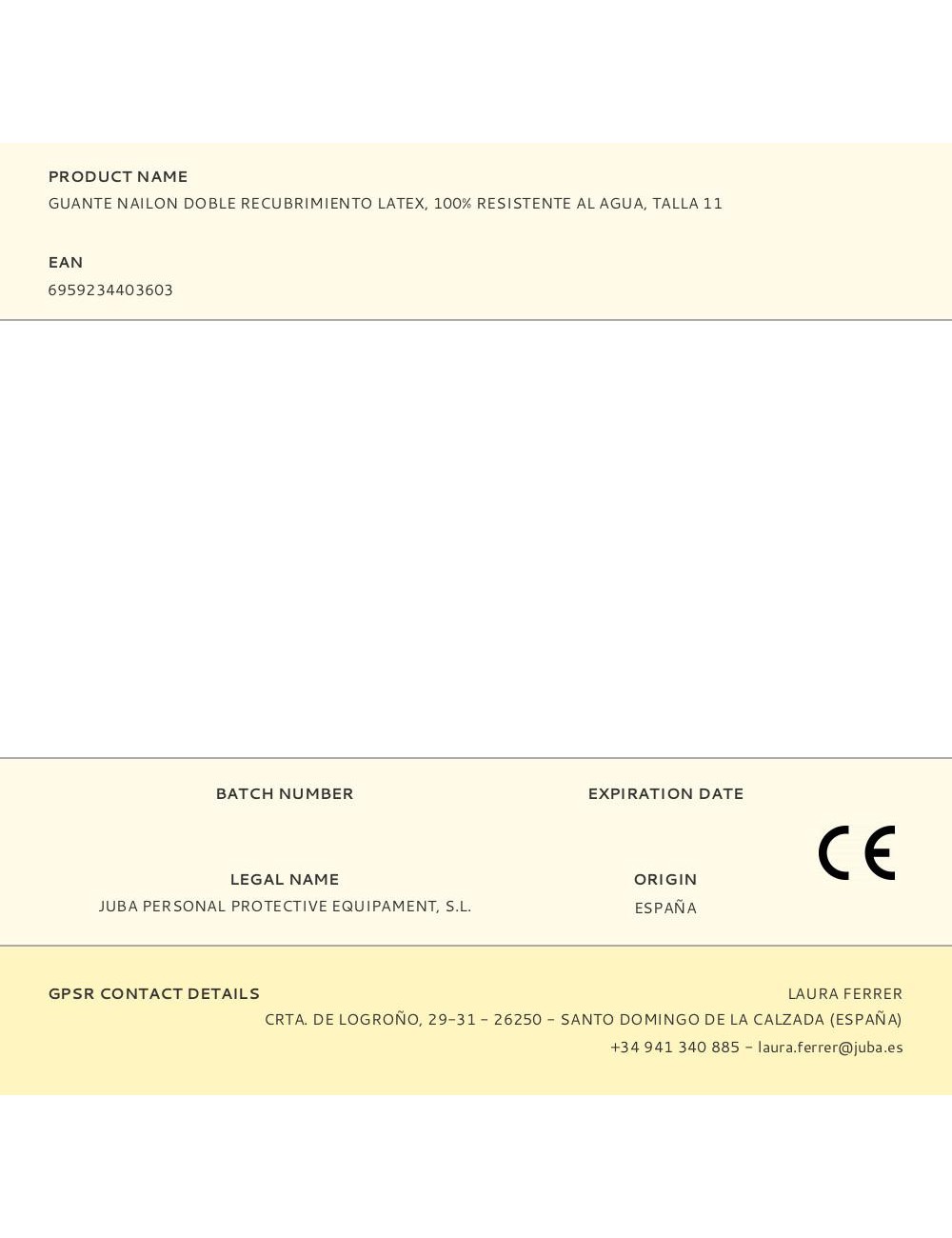 Guante nailon doble recubrimiento latex, 100% resistente al agua, t-11