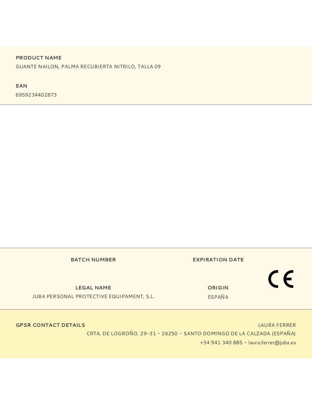 Guante nailon, palma recubierta nitrilo, t-09