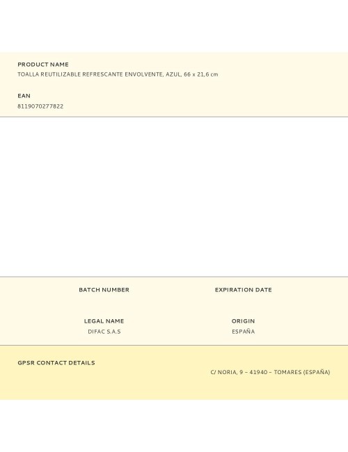 Toalla reutilizable refrescante envolvente, azul, 66 x 21,6 cm