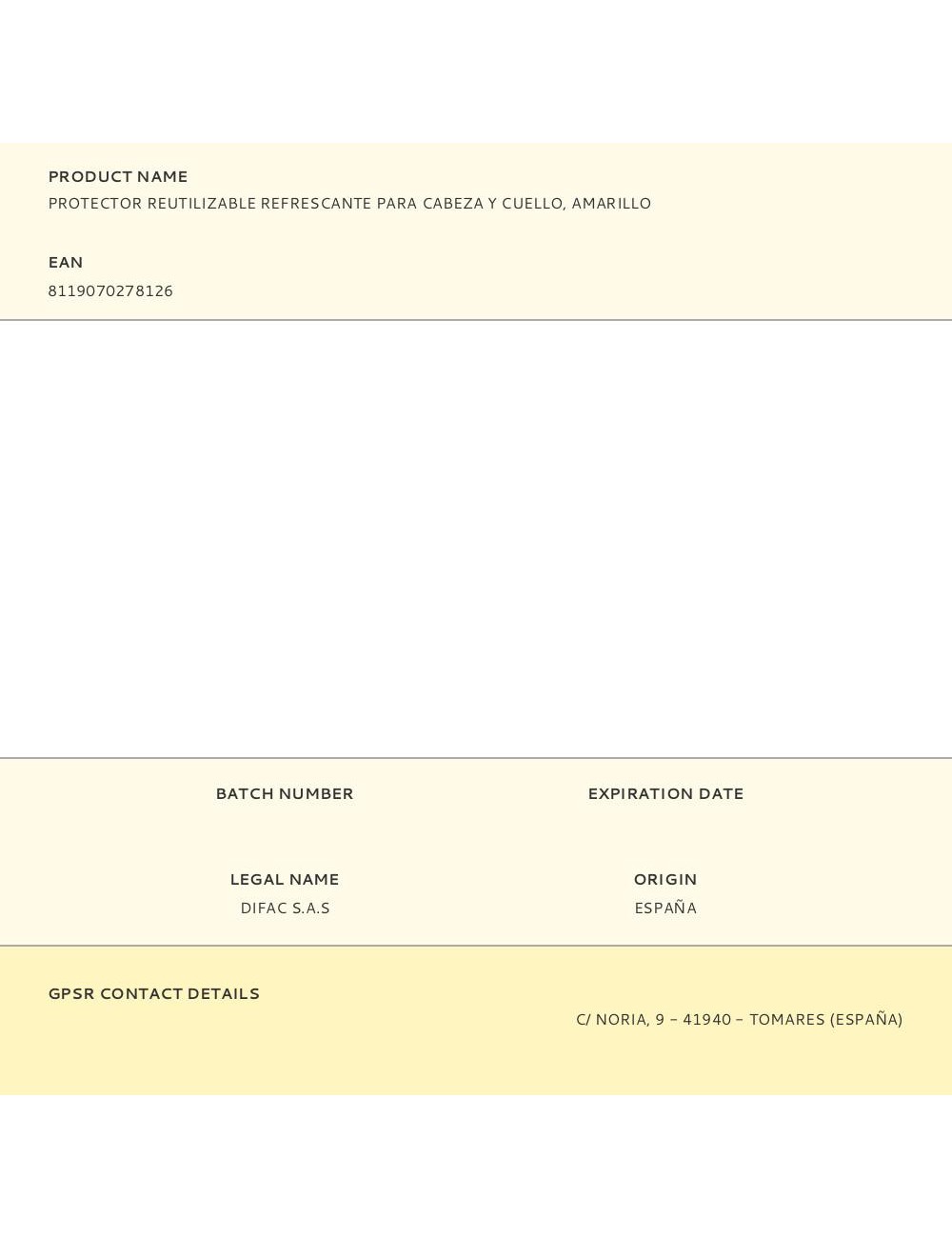 Protector reutilizable refrescante para cabeza y cuello, amarillo