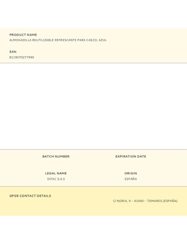 Almohadilla reutilizable refrescante para casco, azul