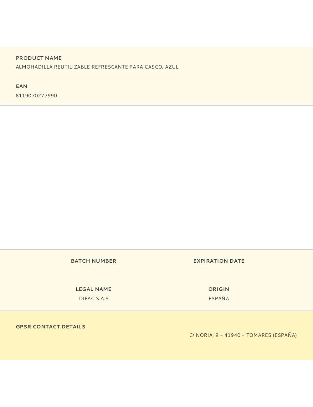 Almohadilla reutilizable refrescante para casco, azul