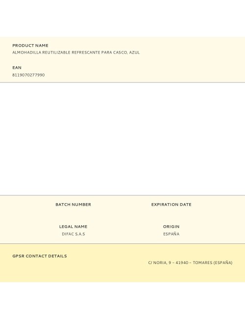 Almohadilla reutilizable refrescante para casco, azul