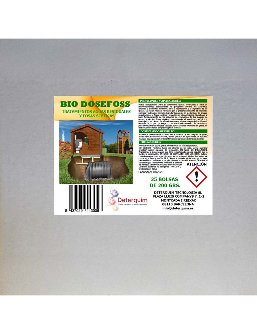 Bolsas hidrosolubles bio dosefoss para tratamiento de aguas residuales y fosas septicas, bolsitas, 5 kg