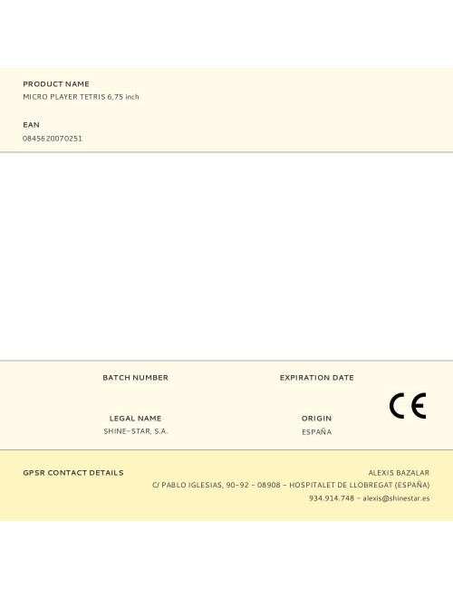 Micro player tetris 6,75 inch