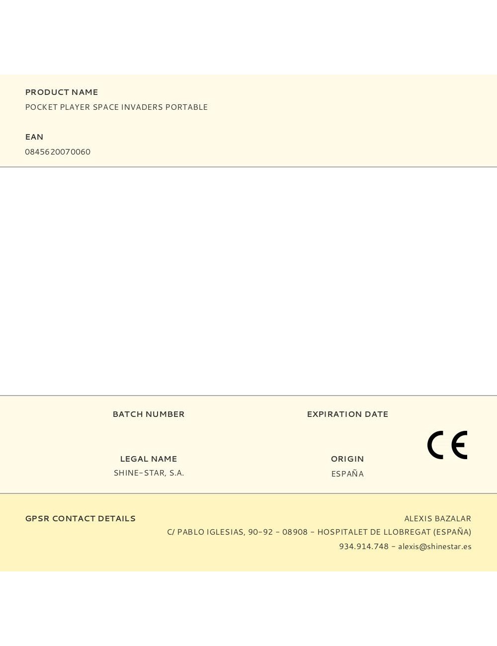 Pocket player space invaders portable