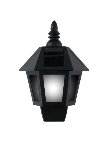 Aplique solar led, luz fria/efecto llama, ip44, negro
