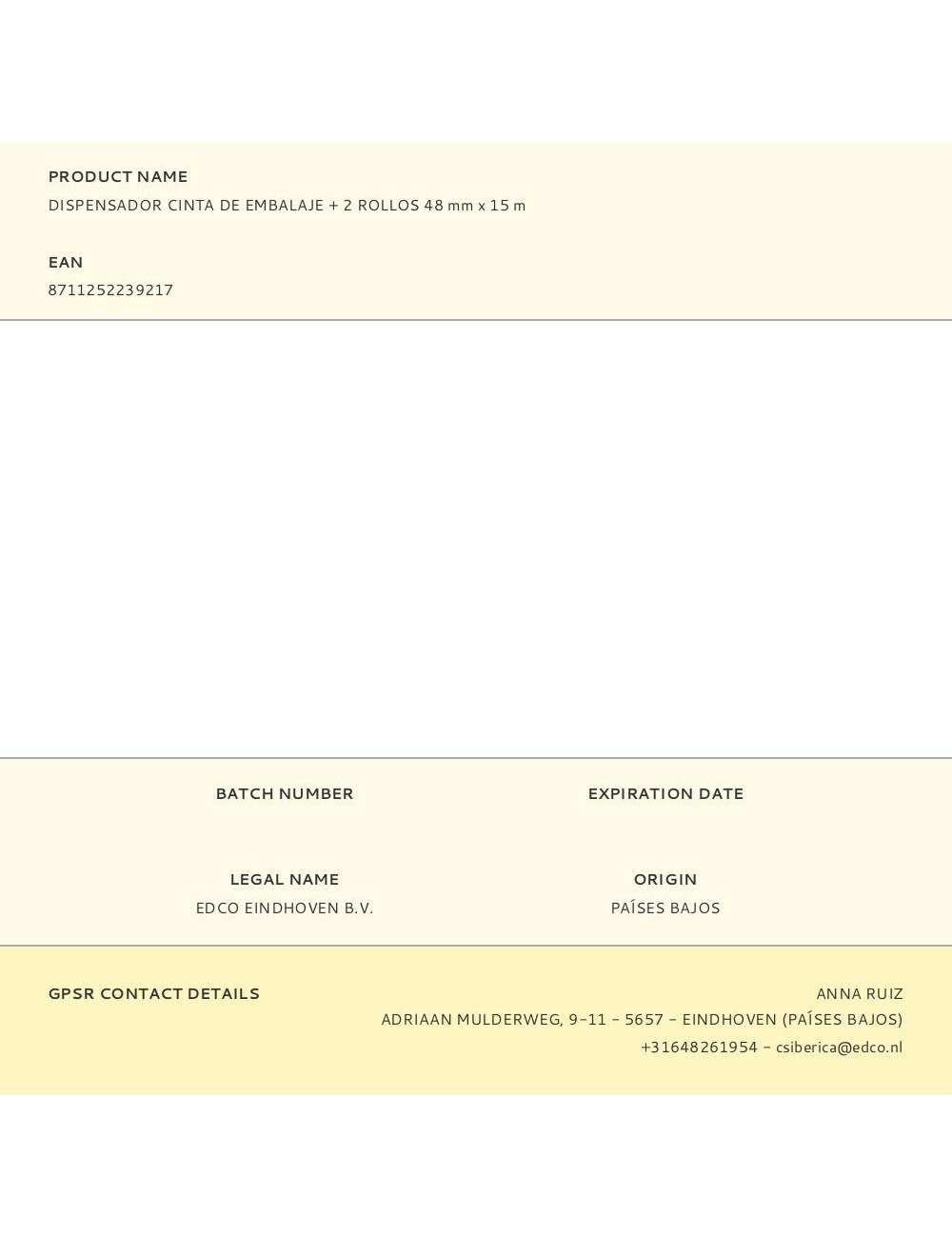 Dispensador cinta de embalaje + 2 rollos 48 mm x 15 m